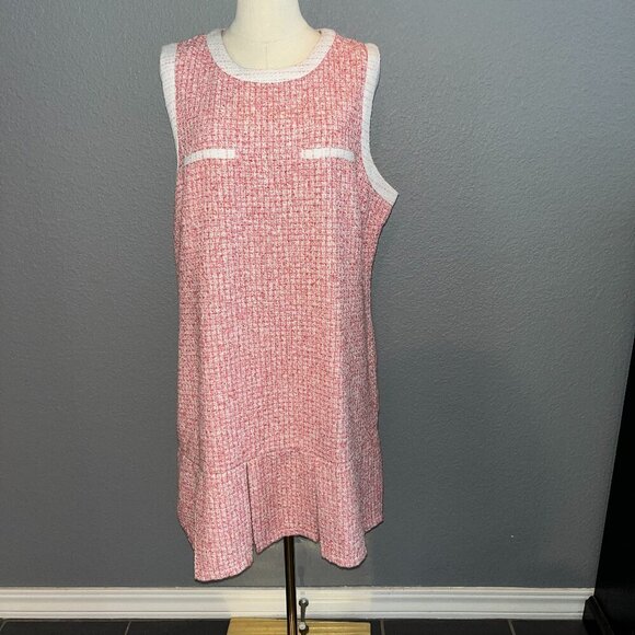 Maeve Dresses & Skirts - ANTHROPOLOGIE MAEVE RED WHITE & PINK BOUCLE TWEED CHANEL STYLE MINI DRESS - XL